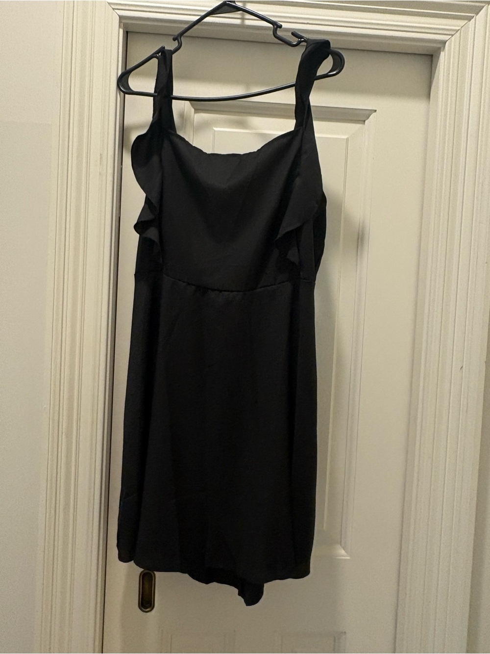 Classic Black Sleeveless Ruffle-Trim Dress
